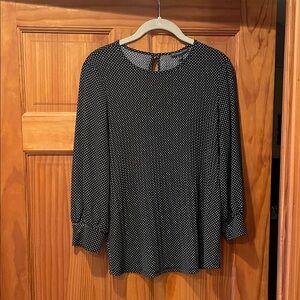 Adrianna Papell Black and White Dotted Blouse